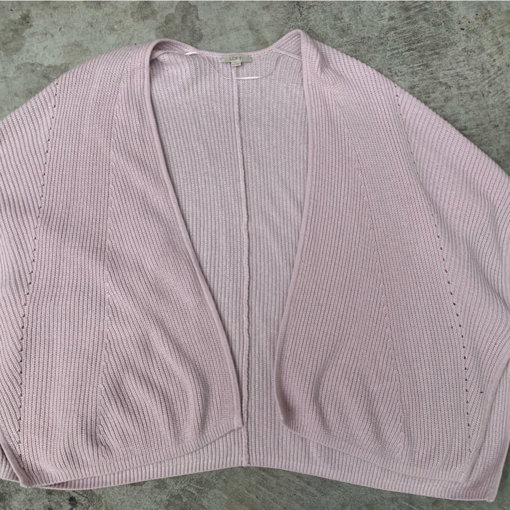 LOFT Light Pink Open-Front Sweater